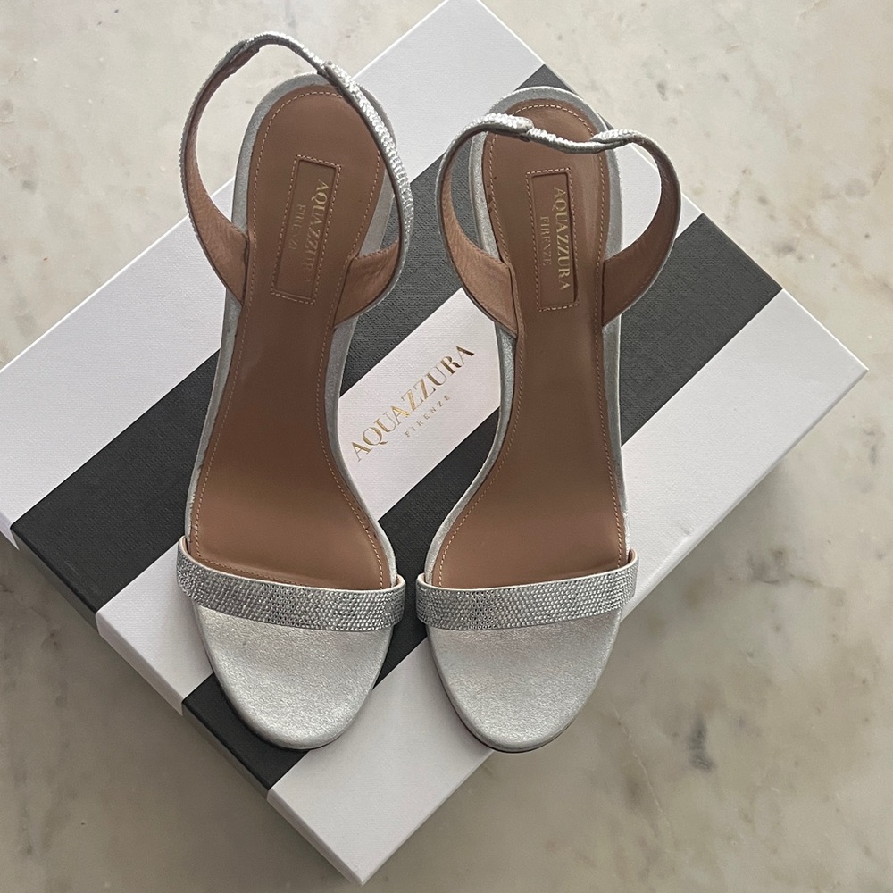 Aquazzura Shimmering Silver Heels